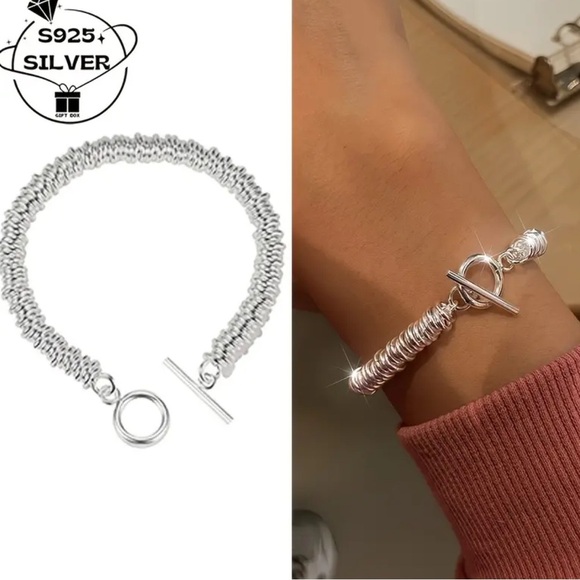 Women’s 925 Sterling Silver Toggle Clasp Circles Bracelet - NWT - Picture 6 of 6